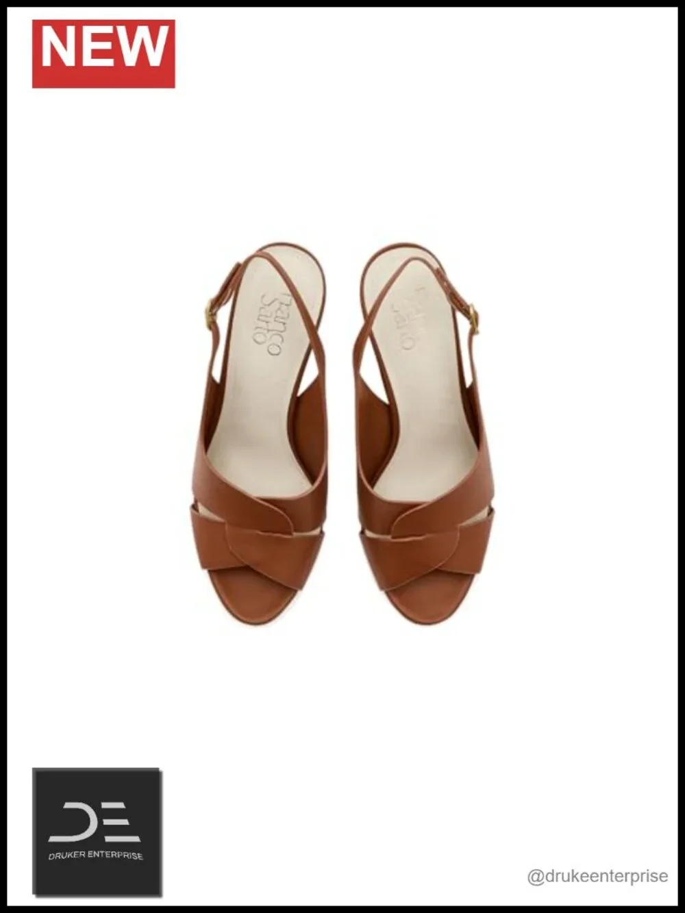Franco Sarto Hatsy Slingback Heeled Sandals PU Faux Leather Peep Toe